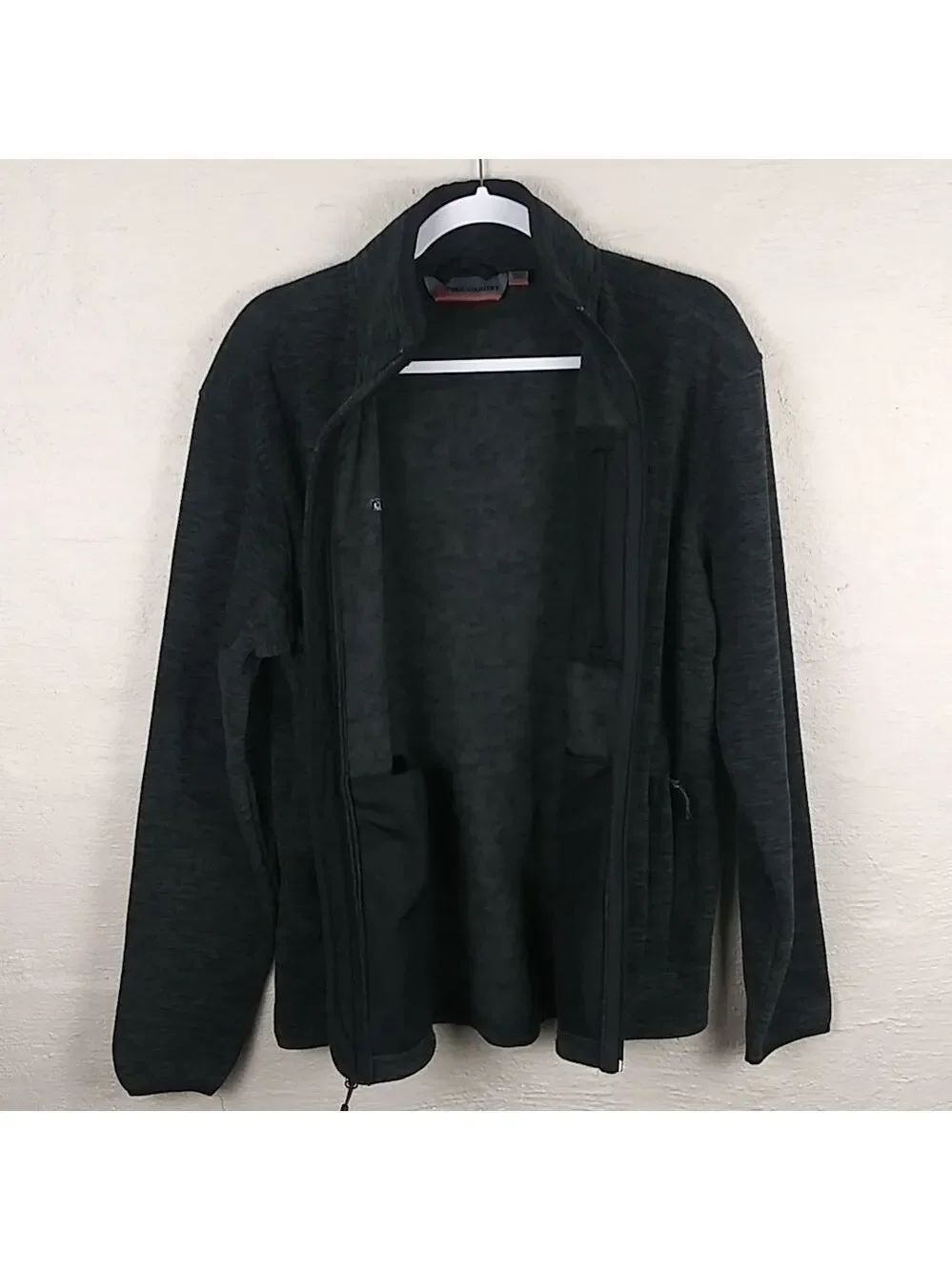 Free Country Microtech Fleece Black Gray Funnel Neck Long Sleeve 1/4 Zip Jacket